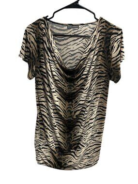 Isabella Rodriguez Zebra Print Cowl Neck Blouse Top Statement 90s Minimalism
